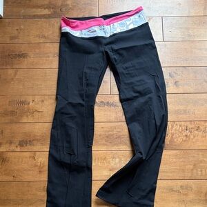 Bebe Black Yoga Pants with Pink Waistband